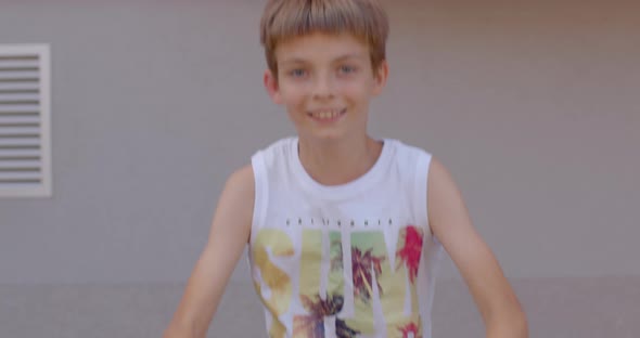 Portrait Teenager Boy Good Mood He Looking in Camera Motivated By Positivity alt