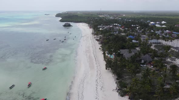 Aerial View of the Beach on Zanzibar Island Tanzania Slow Motion alt