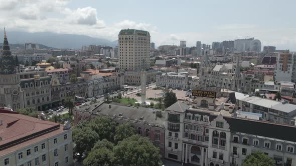 Aerial view of Europe square in Batumi }owntown. Georgia 2020 summer alt