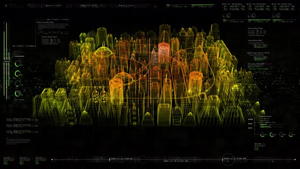 Futuristic Holographic Digital Matrix Cyber City alt