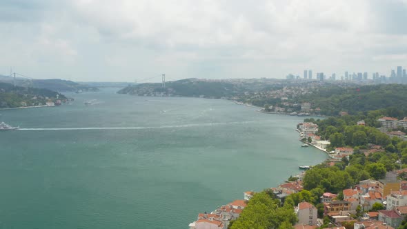 Istanbul Bosphorus And Waterside House Aerial View 3