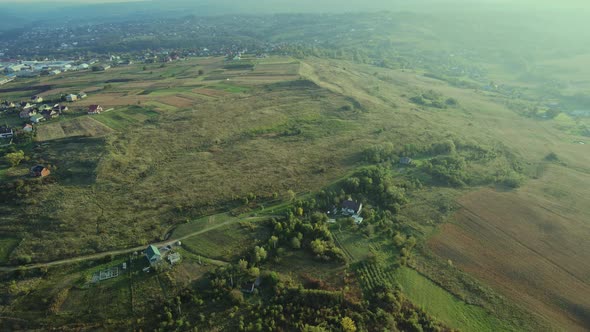 Landscapes of suburbs and villages of Ukraine Aerial view.