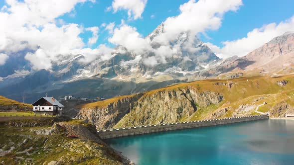 Beautiful Mountain Lake with Waterfalls