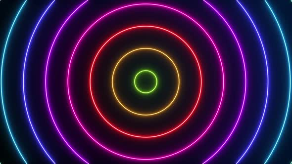 Neon effect circle wave motion looping. Abstract background video looping.