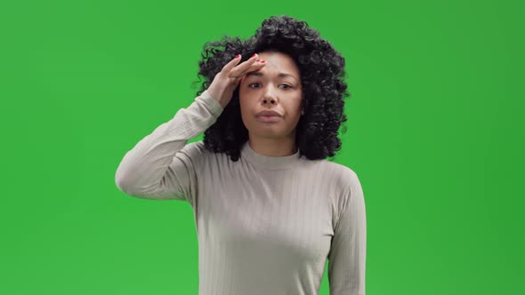 Green Screen Young African Female Waiting Friend
