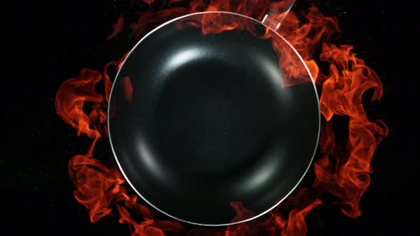 Super Slow Motion Shot of Frying Pan and Fire Blast at 1000Fps alt