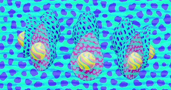 Minimal motion design. 3d creative avocado moves in abstract animal pattern space