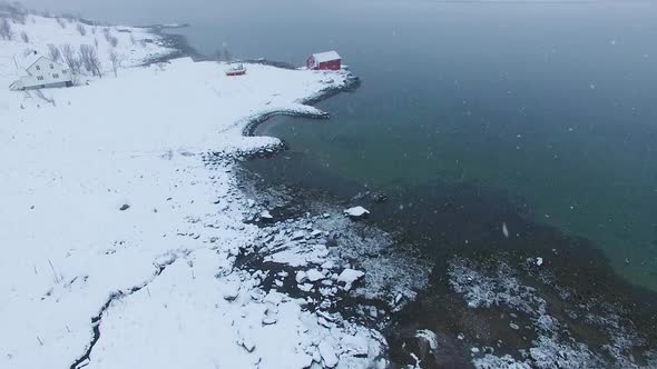 Aerial view of the Norwegian fishing village in Lofoten alt