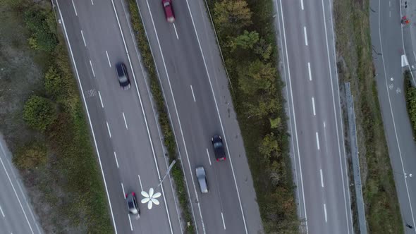 Aerial Top Down View of Highway