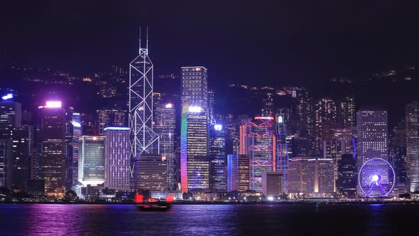 4k Time-lapse of Hong Kong city, view from Victoria Harbour