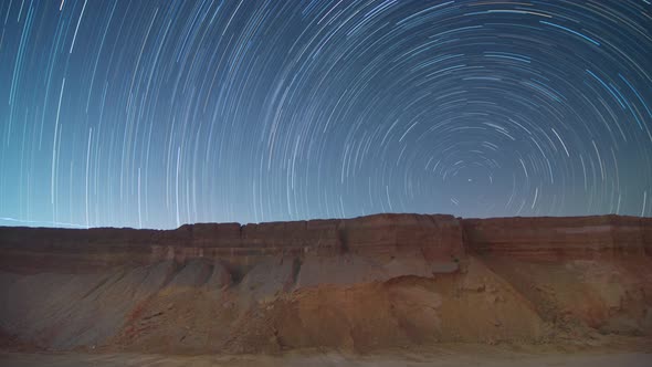 Motion of night sky with circular star trails