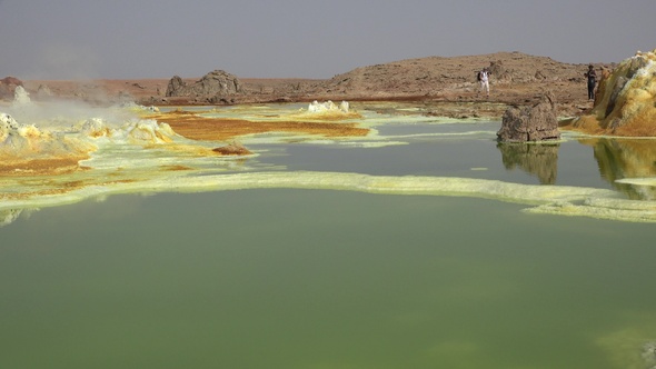 Fantastic colors of the desert. Acid crater of Dallol volcano in the deserts in Ethiopia. alt