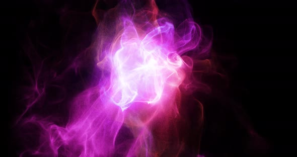 Smoke with cycling color spectrum on a black background. 