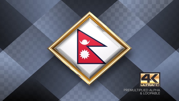 Nepal Flag Rotating Badge 4K Looping with Transparent Background