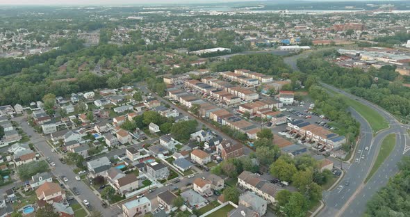 Top View Home Complex Building Urban Lifestyle District Landscape in Woodbridge Town New Jersey alt