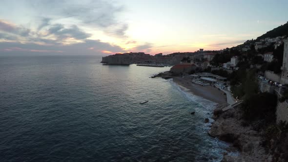 Aerial view of Dubrovniks coast in the evening alt