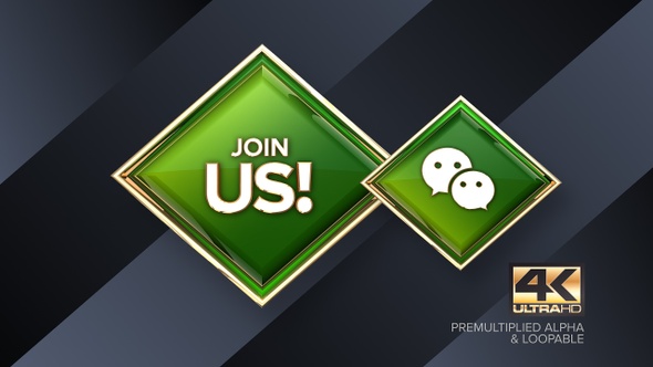 Wechat Join Us! Rotating Sign 4K Looping Design Element alt
