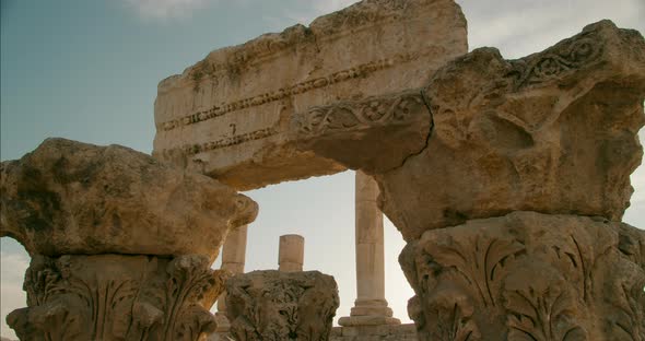 Monumental Columns of Temple of Hercules in Amman Citadel Jordanian Landmark