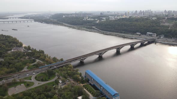 Dnipro River Near Kyiv City, Ukraine Aerial View. Dnieper, Kiev alt