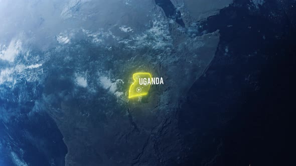 Earh Zoom In Space To Uganda Country Alpha Output