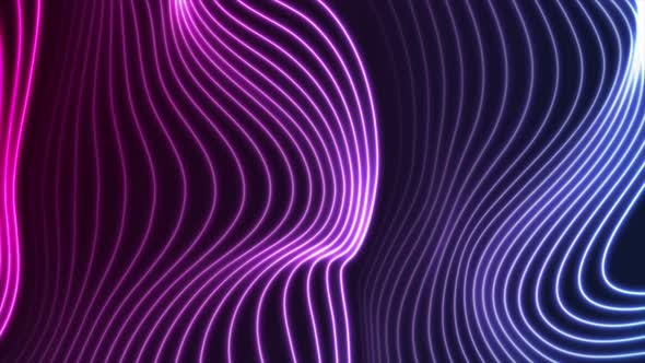 Blue Ultraviolet Neon Curved Wavy Lines, Motion Graphics | VideoHive