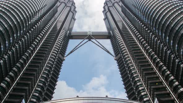 Petronas Twin Towers with Fast Flying Clouds Time-lapse Kuala Lumpur Malaysia alt