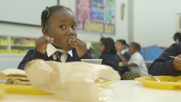 MS Schoolgirl eating in catering