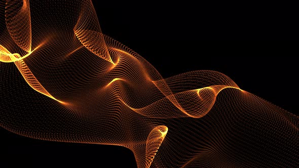 Abstract Orange Color Particles Wave