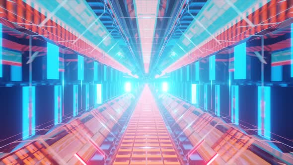 loop sci-fi futuristic VJ tunnel in rainbow colors.