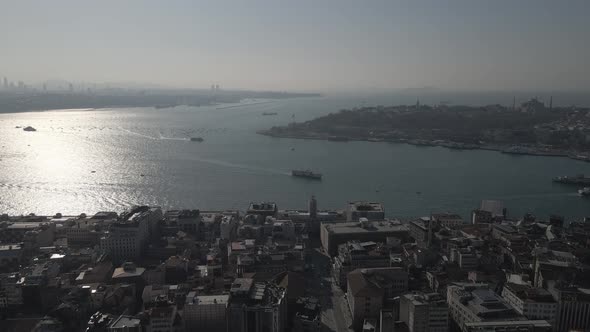 aerial drone view of golden horn
