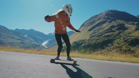 Cinematic Downhill Longboard Session, Stock Footage 