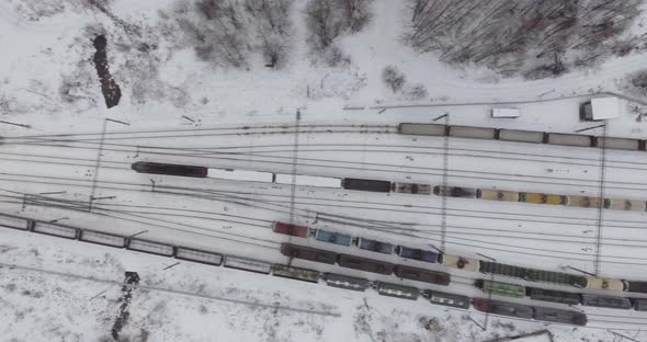 A Freight Train Arrives the Station