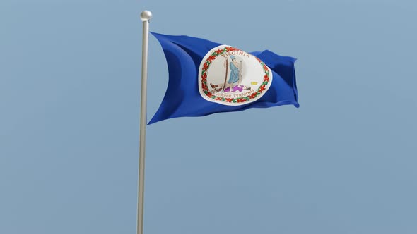 Virginia flag on flagpole. alt