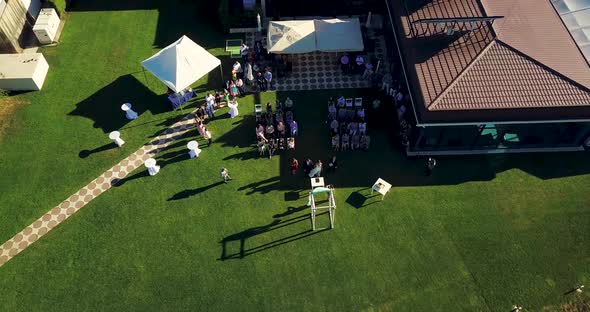 Beautiful Wedding Ceremony  Bride Decoration Shoot From A  Drone alt