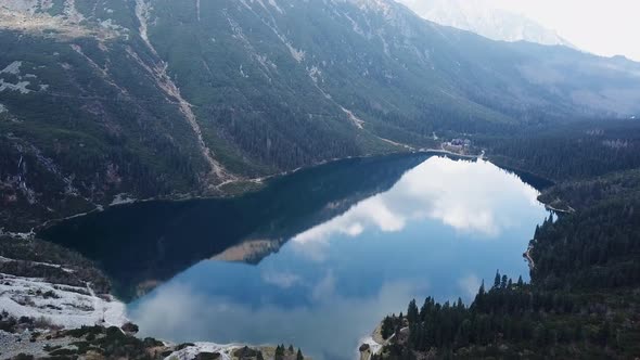 Mountain Lake Morskie Oko in Tatra Mountains, Poland alt