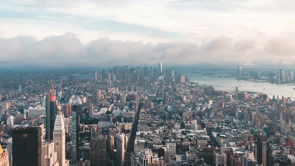 Aerial View of Lower Manhattan in New York