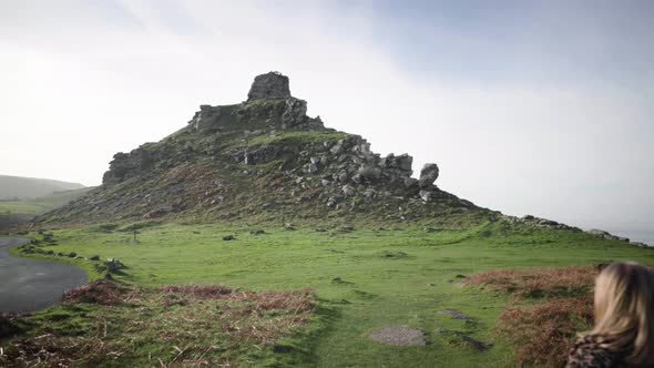 Woman Hiking At The Valley Of The Rocks In Lynton, England - A Popular Tourist Destination - camera alt