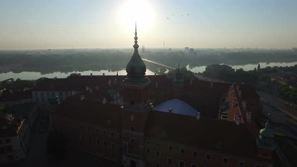 Aerial view of the Royal Castle and Vistula River