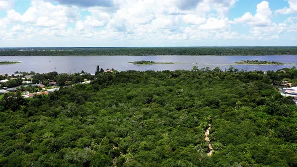 Aerial view of a small park in a residential neighborhood between the Atlantic Ocean and Halifax Riv alt