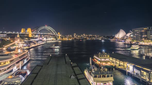 Timelapse of Sydney Harbour at night alt
