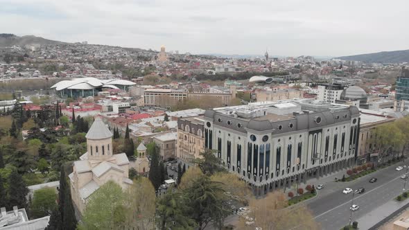 Aerial view on Kashveti Church of St, George on Shota Rustaveli Avenue alt