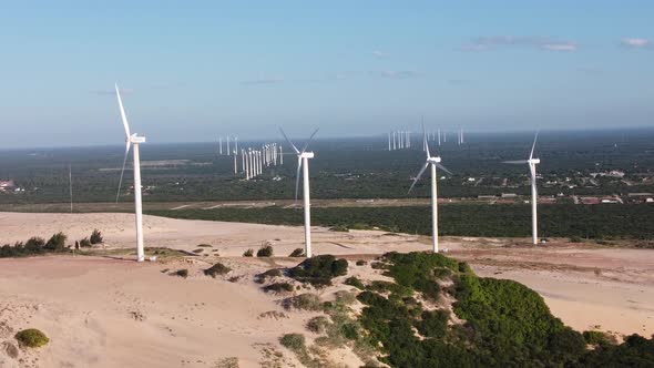 Tropical tourism landmark. Summer travel. Canoa Quebrada Beach at Brazil alt