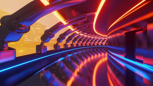 3D Animation of a science fiction interior alt