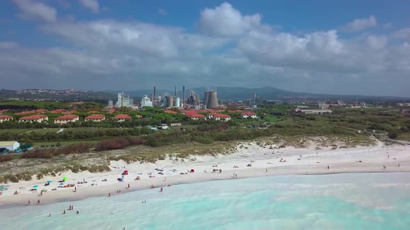 Aerial Shot, Incredibly Beautiful Calm Sea with Lots of Clouds, White Beach  alt