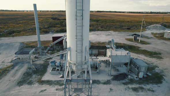 Aerial View of Cement Factory with High Steel Plant Structure