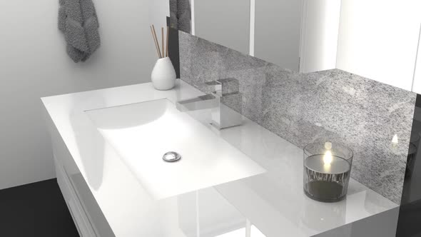 Modern Bathroom With Black And White Granite Stone