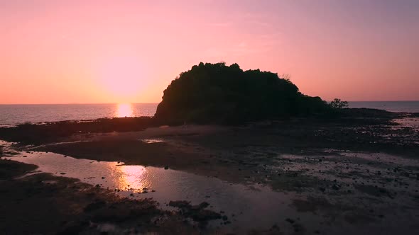 Aerial view of beautiful sunset in Koh Lanta Island, Thailand alt