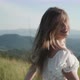 Attractive Woman Run on a Mountain Peak With Her Long Hair  - VideoHive Item for Sale