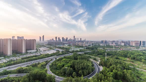 Time lapse of cityscape in nanjing city alt