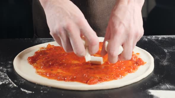 Cooking Traditional Vegetarian Pizza in Italian Pizzeria alt